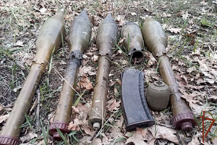 В Луганской Народной Республике росгвардейцы обнаружили тайники с боеприпасами (видео)